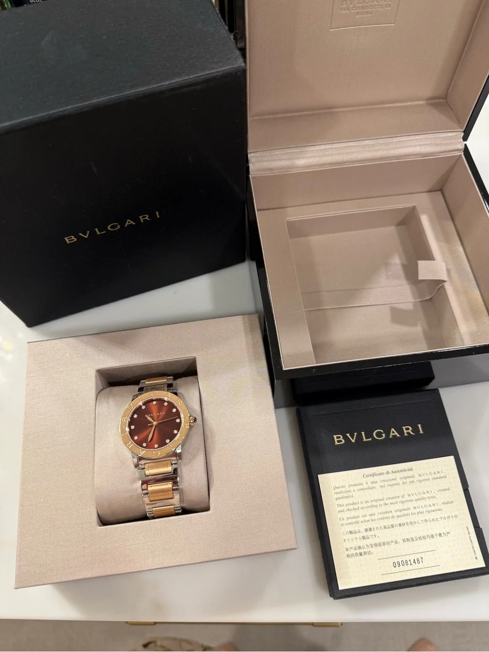 Bulgari Two-Tone Gold & Brown Dial Watch